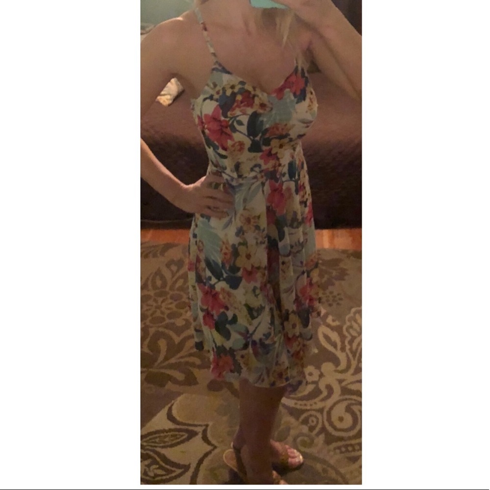 Floral asymmetrical hem Venus strap dress
